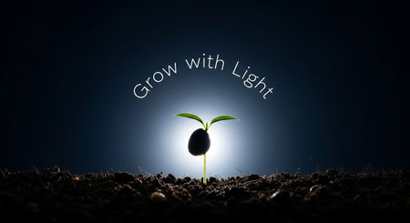 Green seedling growing from soil with good life text. Mixed mediaの写真素材