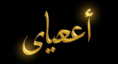 Calligraphic inscription of Eid al-Fitr on black backgroundの写真素材