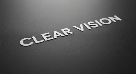 Close-up view of the word CLEARVISION on a black background.の写真素材