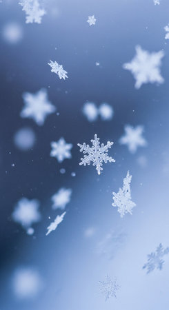 snowflakes on a blue background, abstract winter background.の写真素材