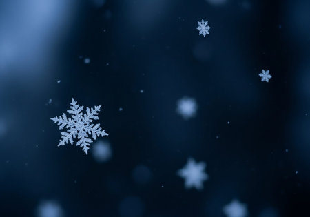snowflakes on a dark blue background. abstract winter backgroundの写真素材