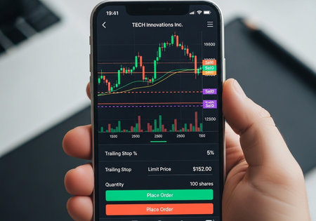 Smartphone screen displaying stock market data on the screen