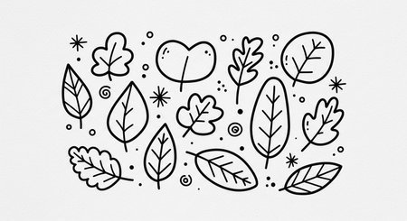 Hand drawn doodle leaves. Vector illustration for your design.の写真素材