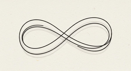 Infinity symbol on white paper background. Hand drawn line art.の写真素材