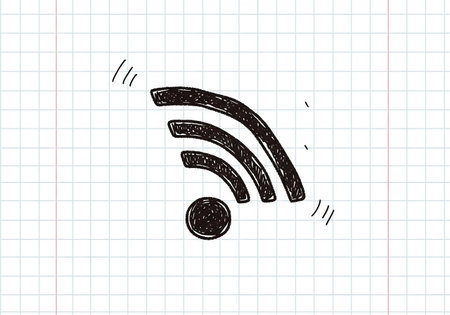 Wifi icon. Hand drawn picture on paper sheet. Doodle styleの写真素材