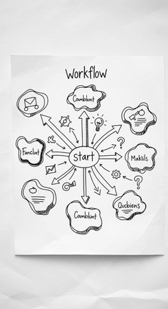 Hand drawn business strategy plan on crumpled paper background with copy space