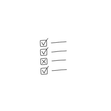 Checklist doodle icon on white background. Vector illustration.