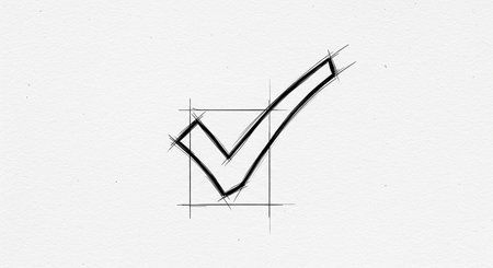 Check mark on white paper. Hand drawn checkmark. Check mark.の写真素材