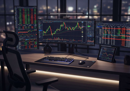 3d rendering of stock market or forex trading graph on computer monitor