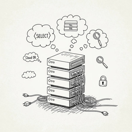 Server and cloud computing concept. Vector hand drawn illustration in vintage style