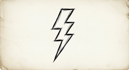 Illustration of a lightning bolt on an old sheet of paper.の写真素材