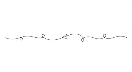 Continuous one single line drawing of curved arrows on white background.の写真素材