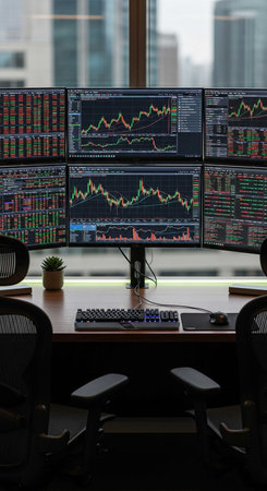 Stock market data on monitor. stock market data on monitor screen. stock market data on monitor....