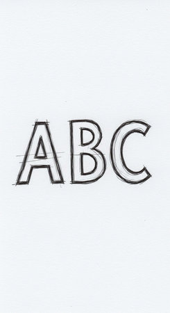 The word ABC written with a brush on a white sheet of paper.の写真素材