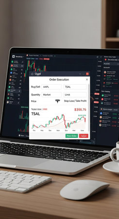 Stock market data on laptop screen. Stock market data on laptop screen. Stock market data on laptop...