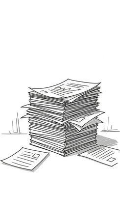 Illustration of a stack of newspapers on a white background with space for textの写真素材