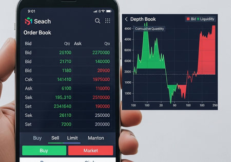 smartphone with stock market data on screen