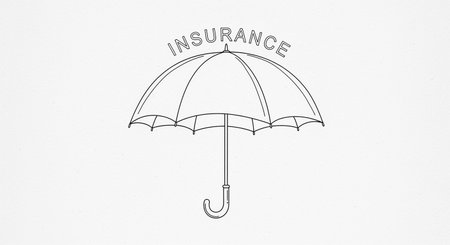 Insurance concept. Hand drawn illustration of umbrella on white background.の写真素材