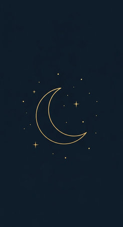 Night sky with stars and crescent moon. Vector illustration for your designの写真素材