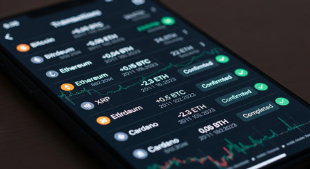 Smartphone with stock market chart on the screen. Business concept.の写真素材