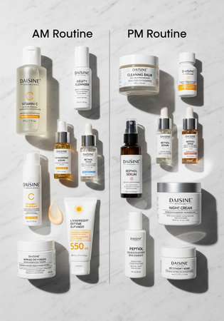 Creative layout made of cosmetic bottles background. Flat lay.の写真素材