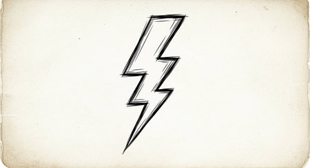 sketch of a lightning bolt on a textured paper backgroundの写真素材