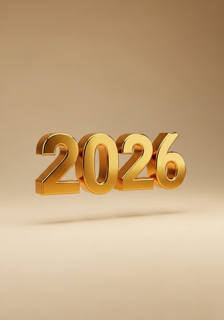 3d render of gold metal numbers on white backgroundの写真素材