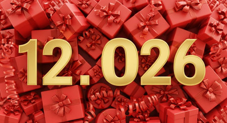 Happy New Year 2016. 3d render of red gift boxes with numbers