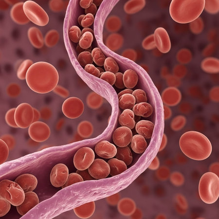 Blood cells in human blood, 3D illustration showing blood cells in vein