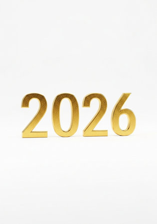 Happy New Year gold text on a white background. 3d illustration