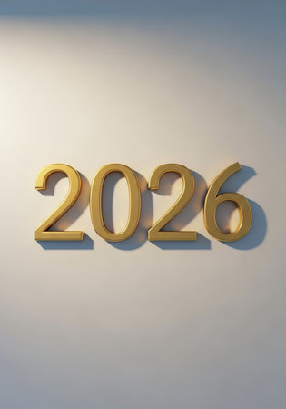 3D render of golden numbers on a white background