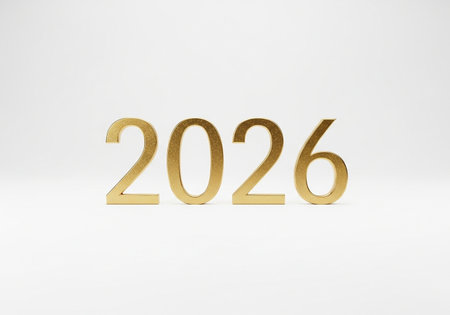New Year gold text on white background. 3D rendering.