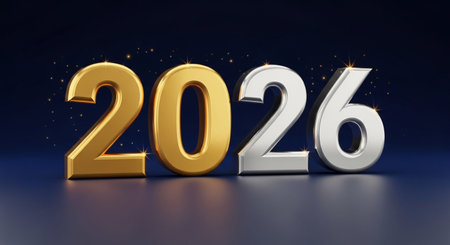 3D illustration. Golden numbers on black background.の写真素材