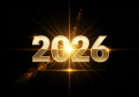 Golden numbers on a black background. Vector illustration