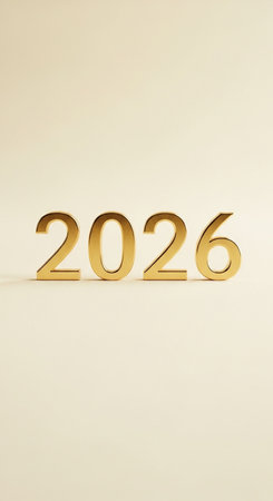Golden numbers on white background. 3D illustration.