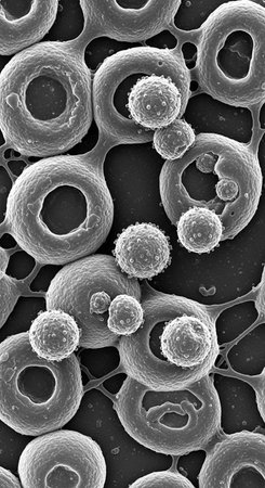 3d illustration of virus cells in monochromatic background.