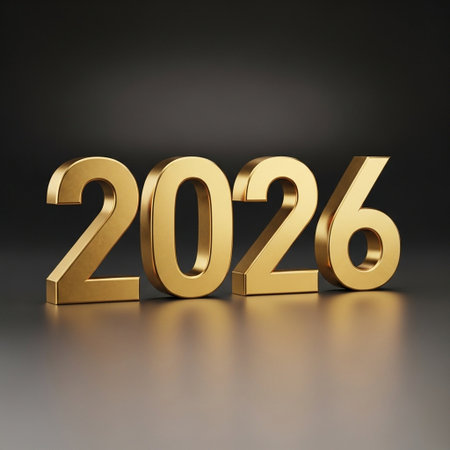 New Year golden 3d text on dark background. 3d render