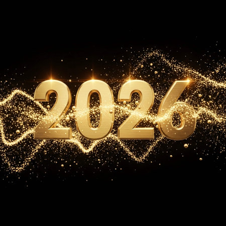 Golden numbers on a black background. Vector illustration