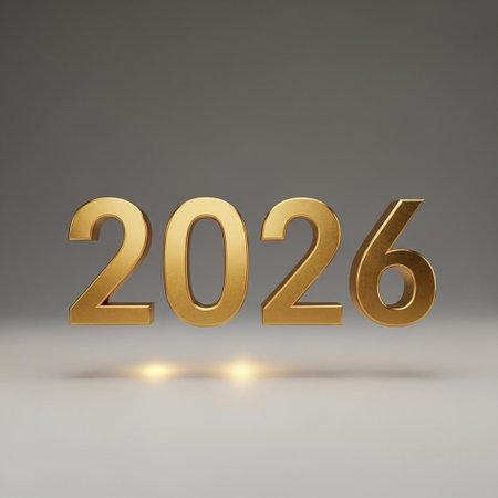 New Year golden 3d text on a gray background - 3d rendering