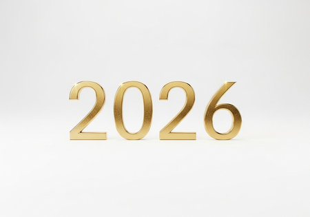 New Year gold on a white background. 3D illustration.