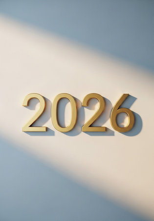 New Year golden numbers on a white background. Minimalism.の写真素材