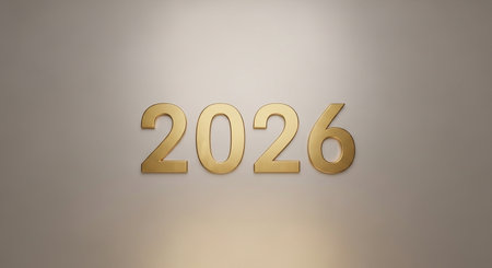 Happy New Year 2016. 3D render of golden numbers on white background