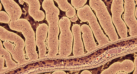 Close-up view of human skin cells under microscope, 3D illustration