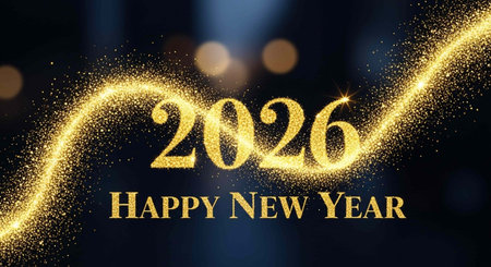 Happy New Year 2016. Golden glittering background. Vector illustration.