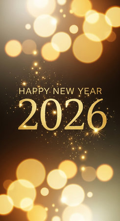 Happy New Year gold bokeh background. Vector illustration.