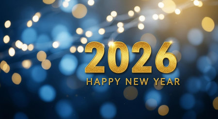 Happy New Year 2016 background with bokeh lights. Vector illustration.
