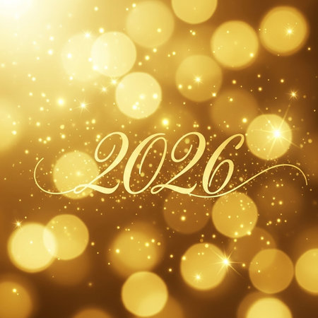 Happy New Year 2016 gold bokeh background. Vector illustration.
