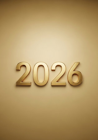 New Year 2016 gold text on a brown background. 3d illustration