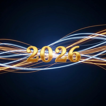Happy New Year. Abstract background with lines. Vector illustration.
