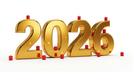 Happy New Year 2026 - 3D Rendered Illustration isolated on white background